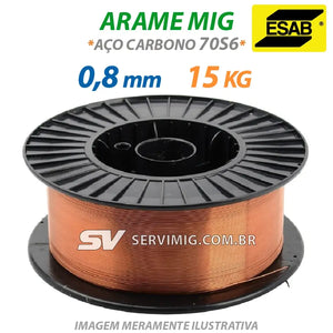 Arame de Solda Mig 0,8mm - Aço Carbono - 15kg - Esab