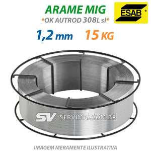 Arame de Solda Mig 1,2mm - INOX 308L - 15kg - ESAB OK Autrod