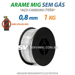 Arame de Solda Mig 0,8mm - Aço Carbono - 1kg - Não utiliza Gás