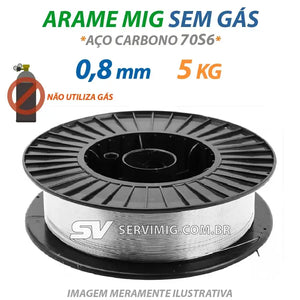 Arame de Solda Mig 0,8mm - Aço Carbono - 5kg - Não utiliza Gás