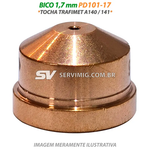 Bico Corte Plasma 1,7mm - PD101-17 - Tocha Trafimet A140 / A141