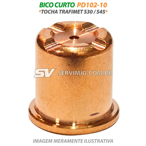 Bico Curto Plasma 1,0mm - PD102-10 - Tocha Trafimet S30 / S45