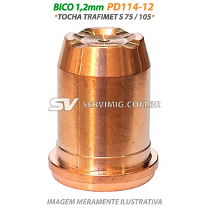 Bico Curto Plasma 1,2mm - PD114-12 - Tocha Trafimet S75 / S105