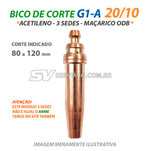 Bico de Corte G1-A 20/10 - Acetileno - ODB - Corte 80 a 120 mm