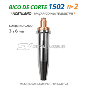 Bico de Corte 1502 - N 2 - Acetileno - Ref Maçarico White Martins