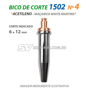 Bico de Corte 1502 - N 4 - Acetileno - Ref Maçarico White Martins