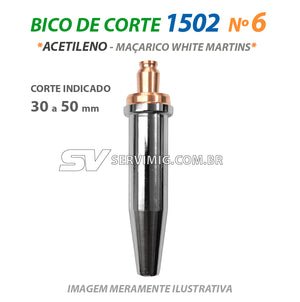 Bico de Corte 1502 - N 6 - Acetileno - Ref Maçarico White Martins