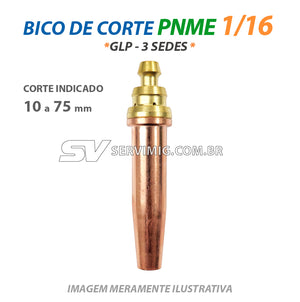 Bico de Corte PNME 1/16 - N 3 - GLP - 3 Sedes - Corte 10 a 75 mm