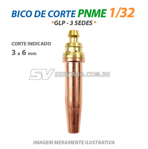 Bico de Corte PNME 1/32 - N 1 - GLP - 3 Sedes - Corte 3 a 6 mm