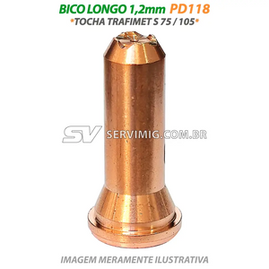 Bico Longo Plasma 1,2mm - PD118 - Tocha Trafimet S75 / S105