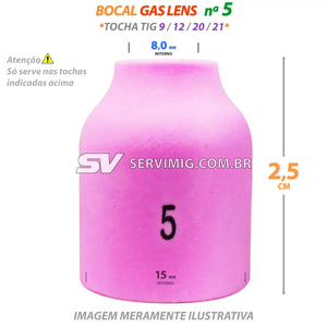 Bocal Gas Lens Tig N 5 - 53N59 - Tochas 9 - 12 - 21