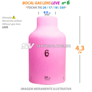 Bocal Gas Lens Tig N 6 - 54N16 - Tochas 26 -17 -18 -350