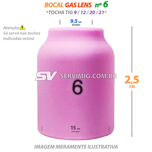 Bocal Gas Lens Tig N 6 - 53N60 - Tochas 9 - 12 - 21