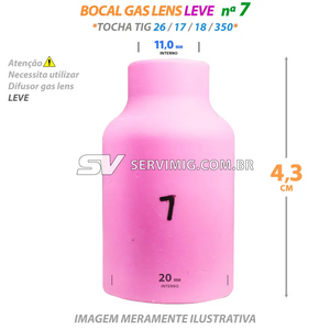 Bocal Gas Lens Tig N 7 - 54N15 - Tochas 26 -17 -18 -350