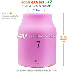 Bocal Gas Lens Tig N 7 - 53N61 - Tochas 9 - 12 - 21