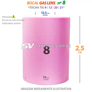 Bocal Gas Lens Tig N 8 - 53N61S - Tochas 9 - 12 - 21