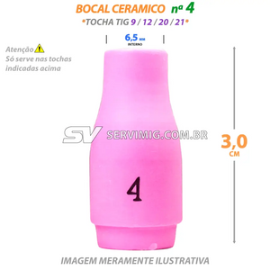 Bocal Ceramico Tig N 4 - 13N08 - Tochas 9 - 12 - 21
