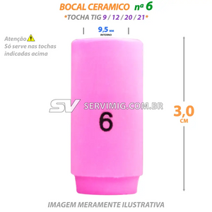 Bocal Ceramico Tig N 6 - 13N10 - Tochas 9 - 12 - 21