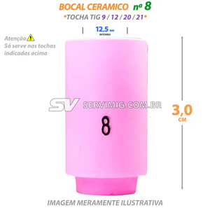 Bocal Ceramico Tig N 8 - 13N12 - Tochas 9 - 12 - 21