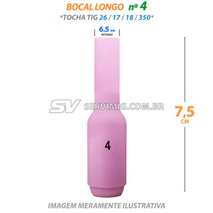 Bocal Longo Tig N 4 - 10N50L - Tochas 26 -17 -18 -350