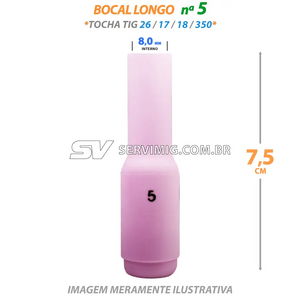 Bocal Longo Tig N 5 - 10N49L - Tochas 26 -17 -18 -350