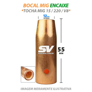 Bocal Mig 12mm de Encaixe - Tocha Mig 15-220-V8