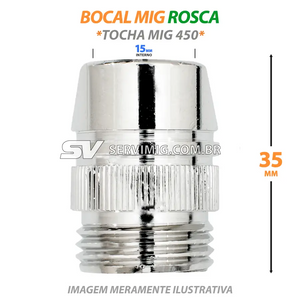 Bocal Mig 15mm com Rosca - Tocha Mig 450