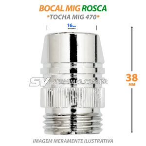 Bocal Mig 16mm com Rosca - Tocha Mig 470