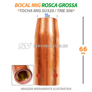 Bocal Mig 15mm com Rosca - Tocha Mig SU320 - TME 306