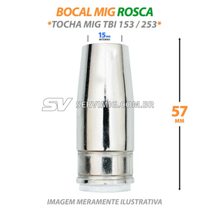 Bocal Mig 15mm com Rosca - Tocha Mig TBI 153 - 253