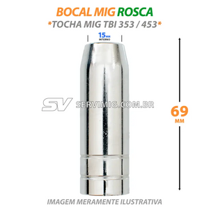 Bocal Mig 15mm com Rosca - Tocha Mig TBI 353 - 453