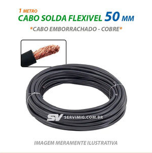 Cabo de Solda Flexivel 50mm - 1 Metro - Cobre