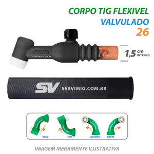 Corpo / Cabeça Flexivel Tig - Tocha Tig 26 Valvulada