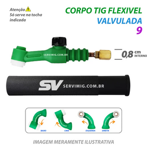 Corpo / Cabeça Flexivel Tig - Tocha Tig 9 Valvulada