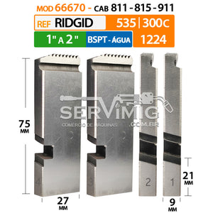 Cossinete para Ridgid 535 / 1224 - Mod 66670 - 811 - BSPT 1 a 2