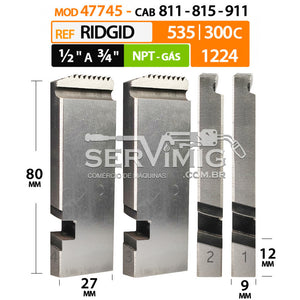 Cossinete para Ridgid 535 / 1224 - Mod 47745 - 811 - NPT 1/2 a 3/4