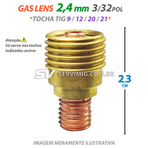 Difusor Gas Lens 2,4mm - 3/32 - 45V44 - Tochas 9 -12 -21
