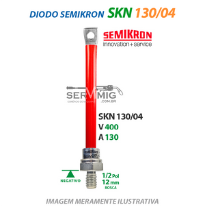 Diodo Semikron - SKN 130/04 - Rosca Negativo - Vermelho