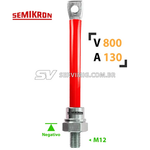Diodo Semikron - SKN 130/08 - Rosca Negativo - Vermelho