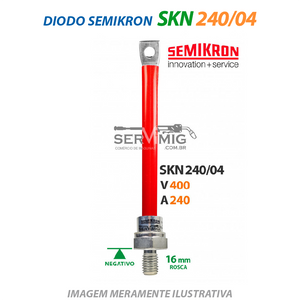 Diodo Semikron - SKN 240/04 - Rosca Negativo - Vermelho