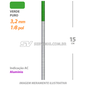 Eletrodo Tungstenio Puro - Ponta Verde 3,2mm - 1/8 pol