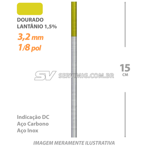 Eletrodo Tungstenio Lantanio 1,5% - Ponta Dourada 3,2mm - 1/8 pol