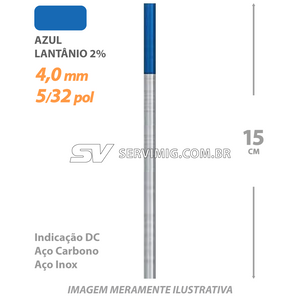 Eletrodo Tungstenio Lantanio 2% - Ponta Azul 4,0mm - 5/32 pol