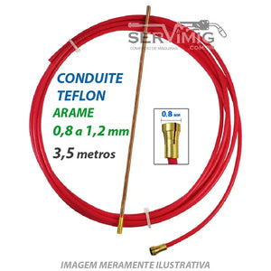 Guia Conduite Teflon Mig 0,8 a 1,2mm - 3,5m - Solda Aluminio