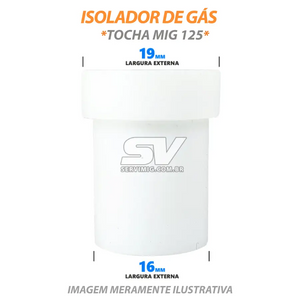Isolador de Gas 16x24mm - Tocha Mig 125