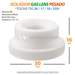 Isolador Gas lens Pesado Large - 54N63 para Bocal Lens do 8 / 10 / 12