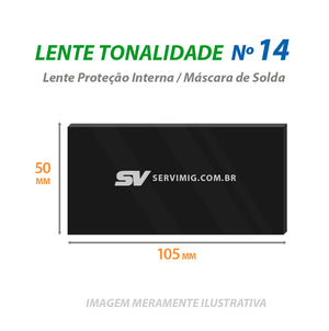 Lente Escura Tonalidade nº 14 - 105 x 50 mm -  p/ Mascara Solda