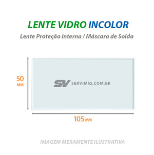 Lente Vidro Transparente - 105 x 50 mm -  p/ Mascara Solda