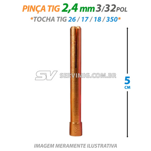 Pinça Tig 2,4mm - 3/32 - 5cm - 10N24 - Tochas 26 -17 -18 -350