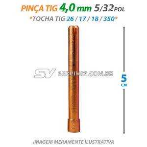 Pinça Tig 4,0mm - 5/32 - 5cm - 54n20 - Tochas 26 -17 -18 -350